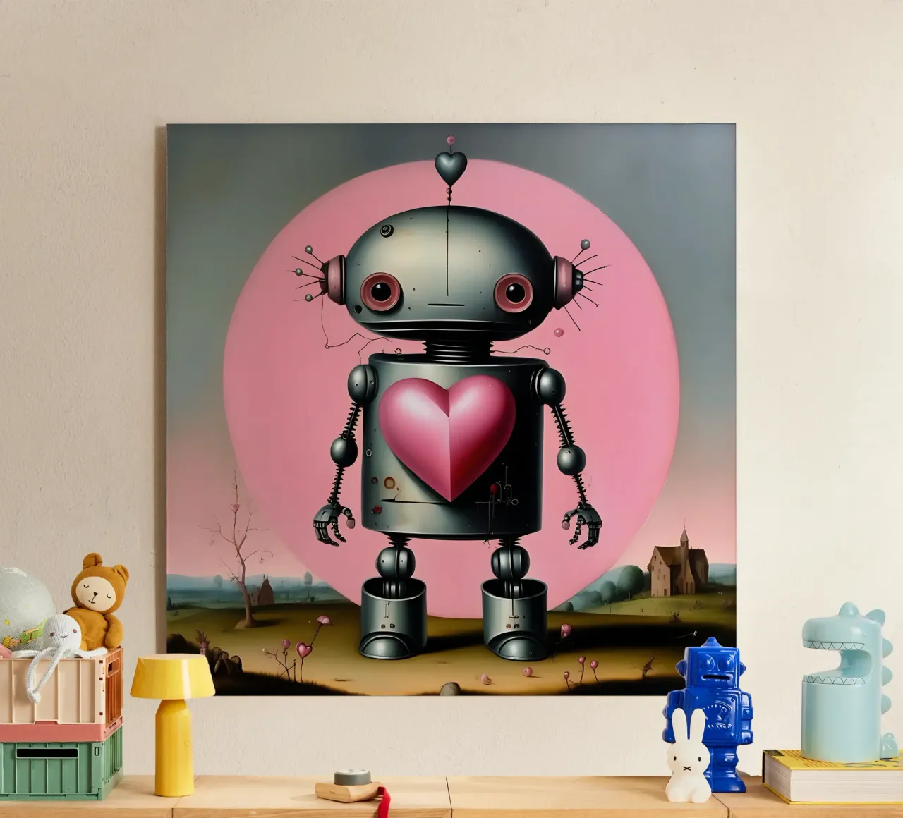 Robot con un cuore_16 plexiglass da Pink- und LoveArt by LK