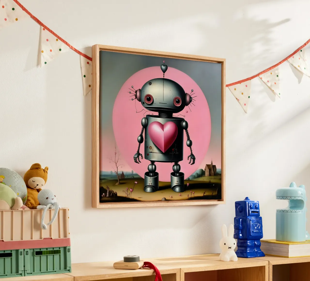 Robot con un cuore_16 tela da Pink- und LoveArt by LK