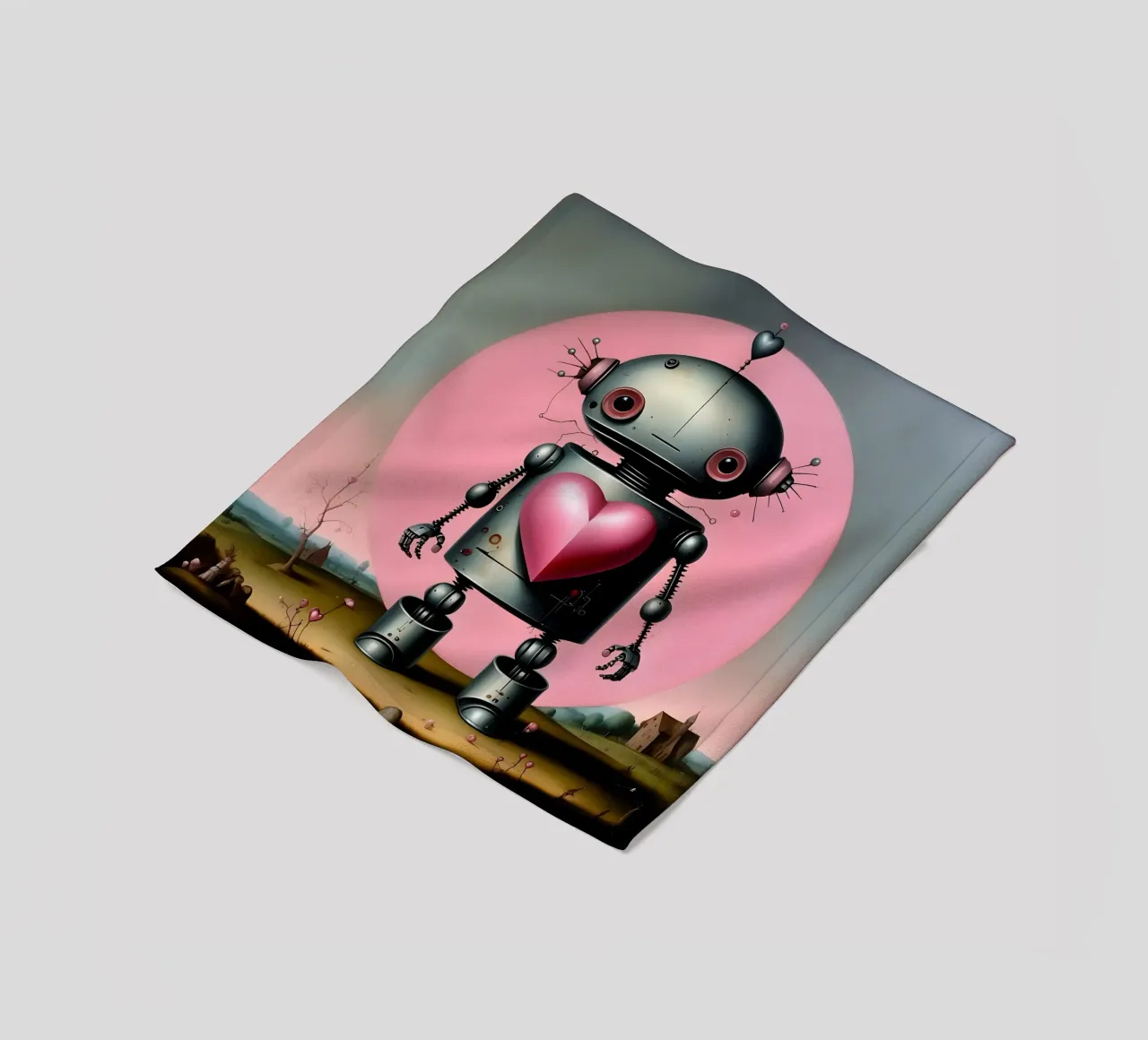 Robot con un cuore_16 coperta in pile da Pink- und LoveArt by LK