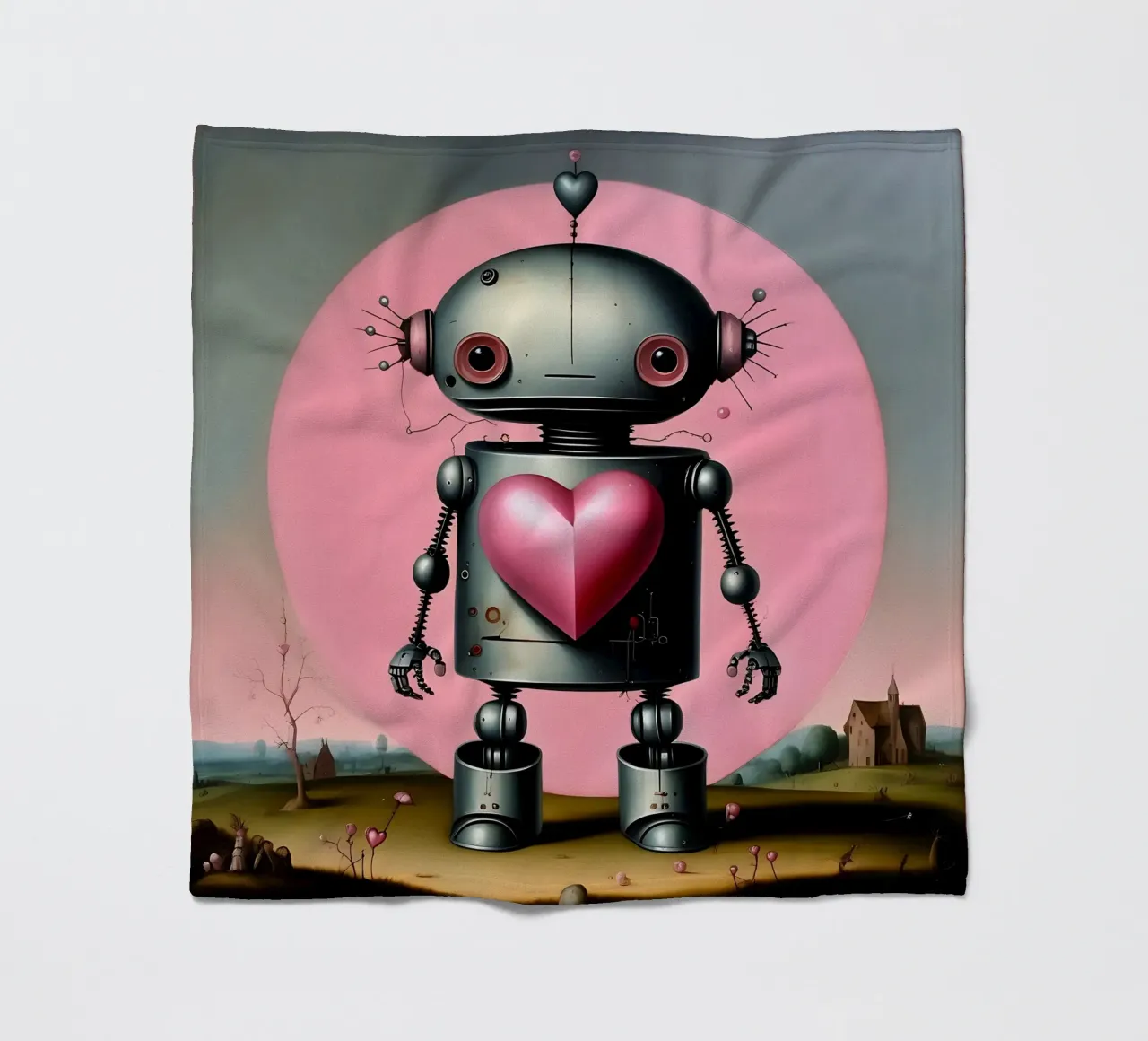 Robot con un cuore_16 coperta in pile da Pink- und LoveArt by LK