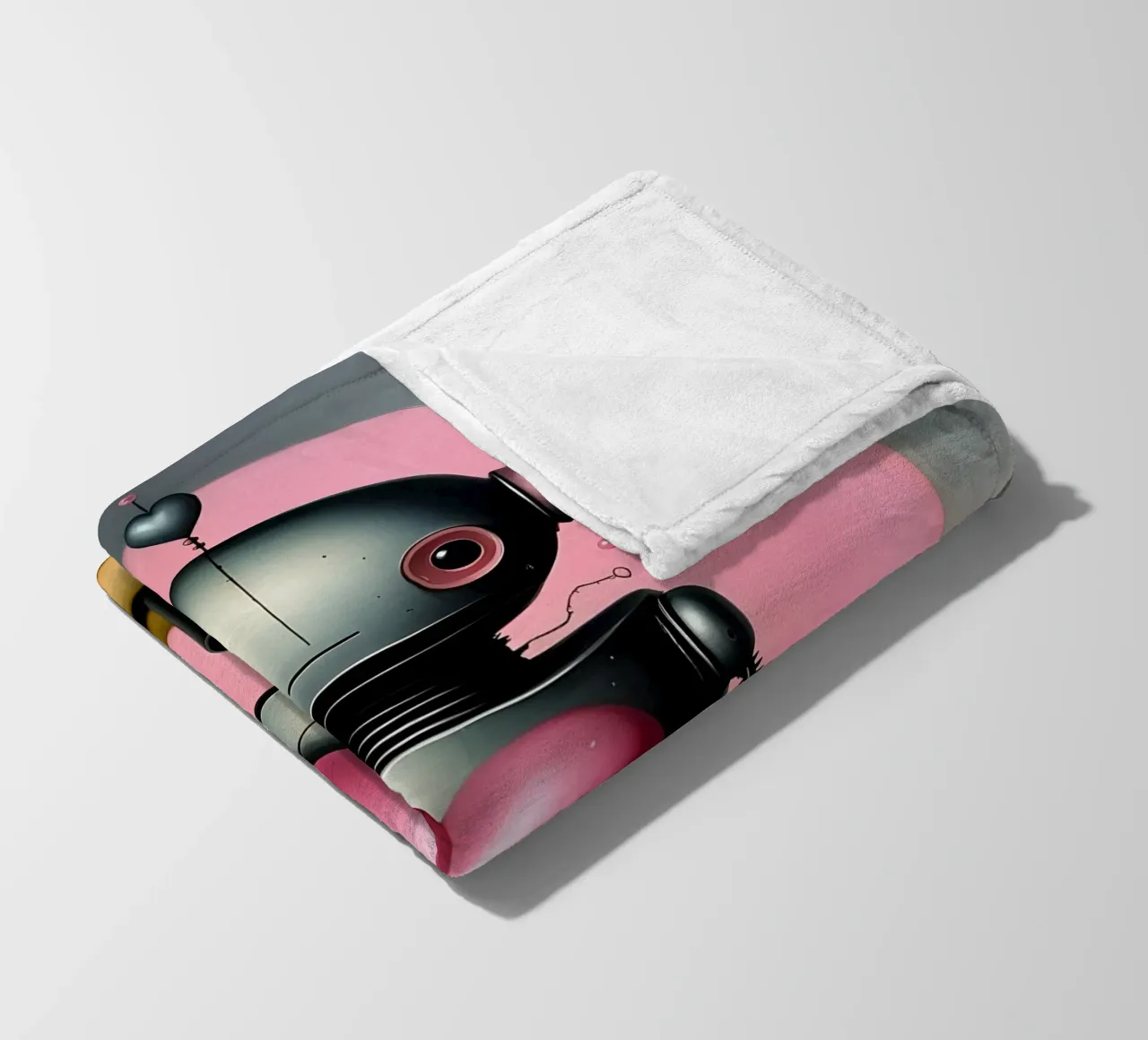 Robot con un cuore_16 coperta in pile da Pink- und LoveArt by LK