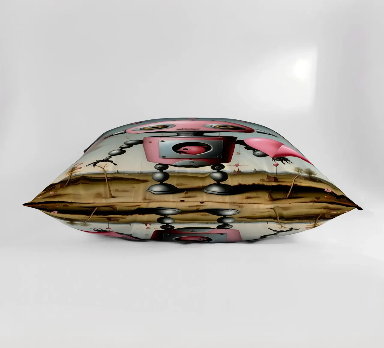 Robot con un cuore_17 cuscino da Pink- und LoveArt by LK