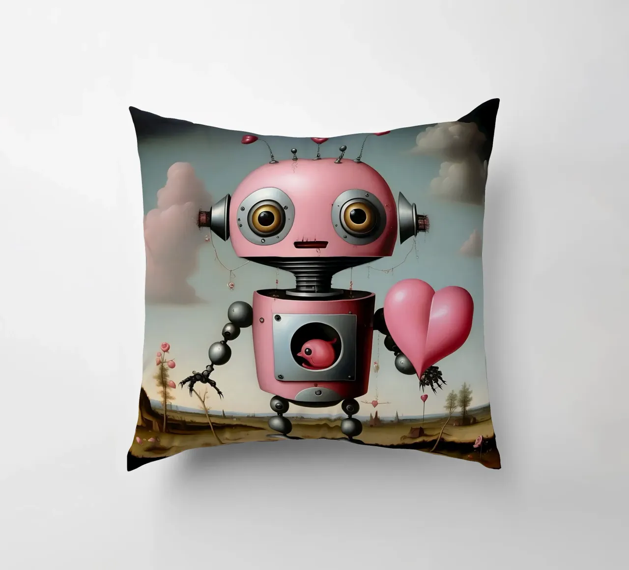 Roboter mit Herz_17 Kissen von Pink- und LoveArt by LK