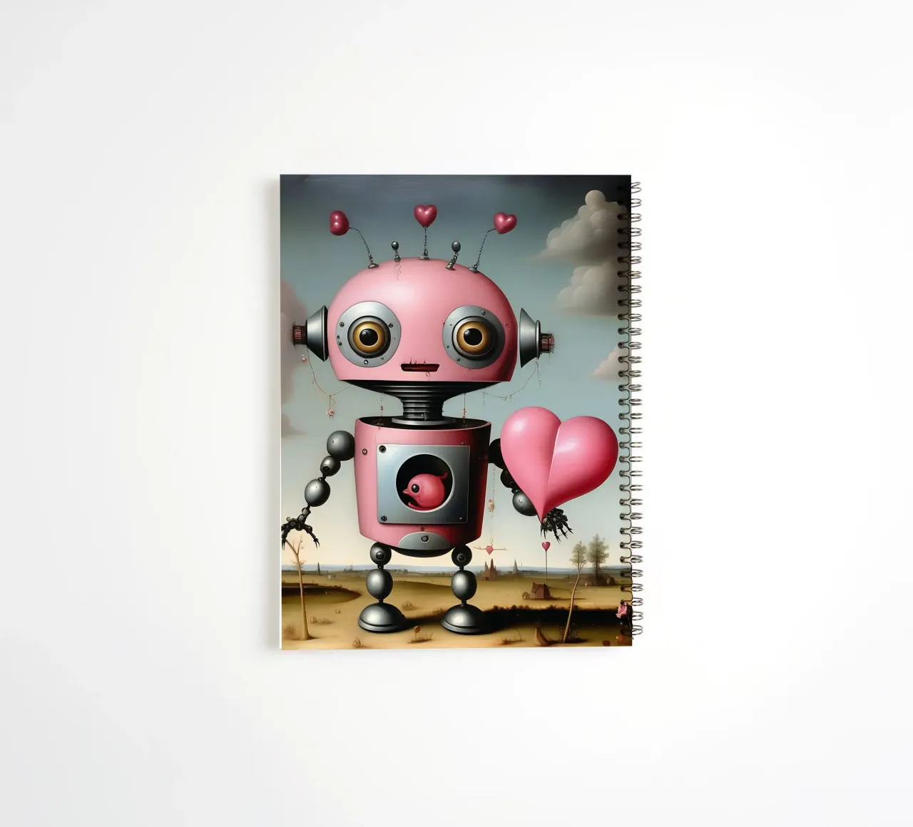 Robots with a heart_17 spiral notebook by Pink- und LoveArt by LK