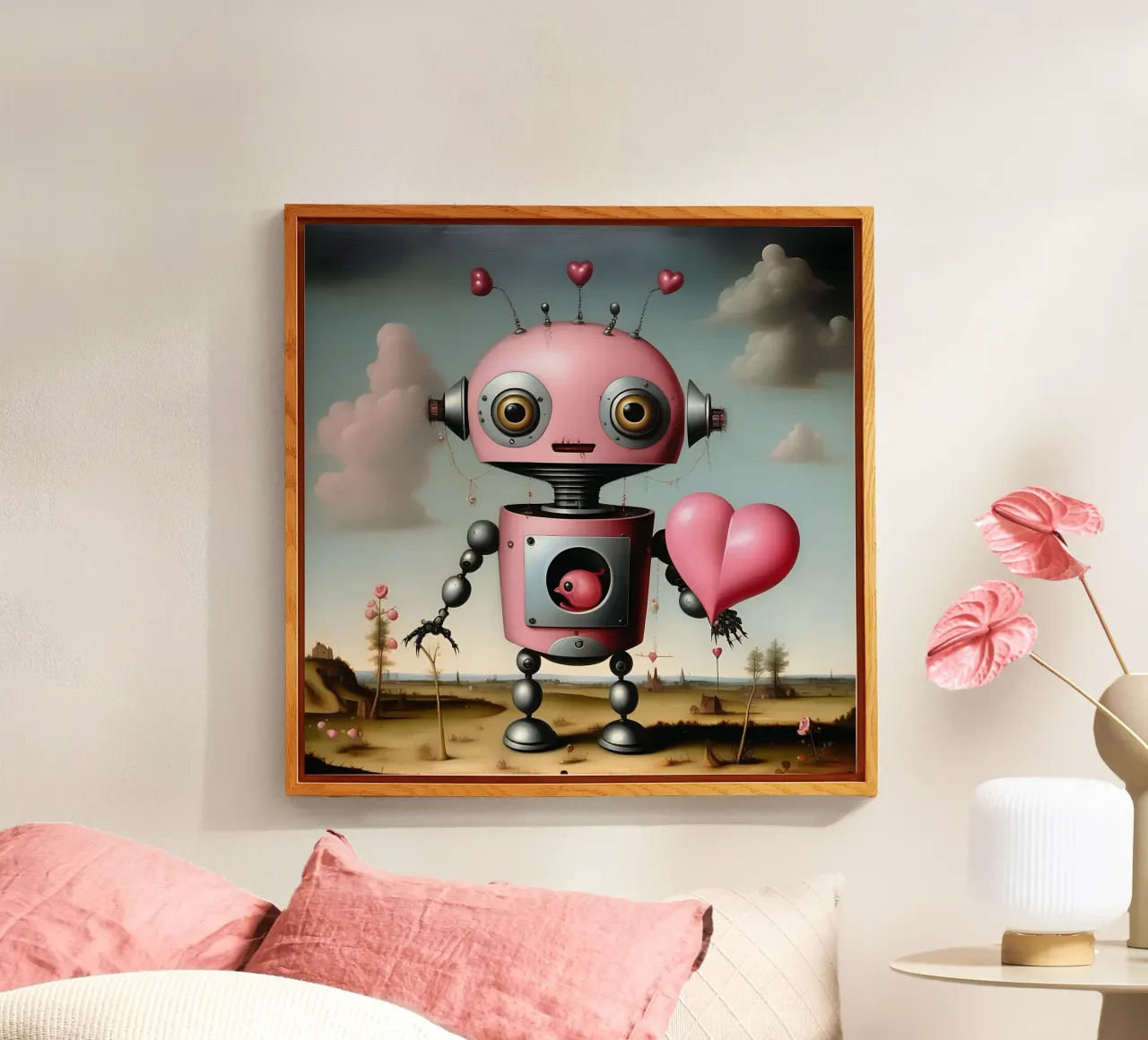 Robots met een hart_17 acryl van Pink- und LoveArt by LK