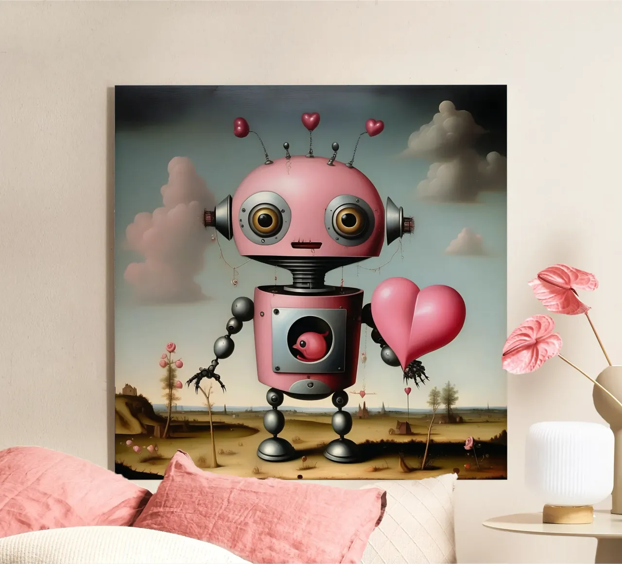Robot con un cuore_17 plexiglass da Pink- und LoveArt by LK