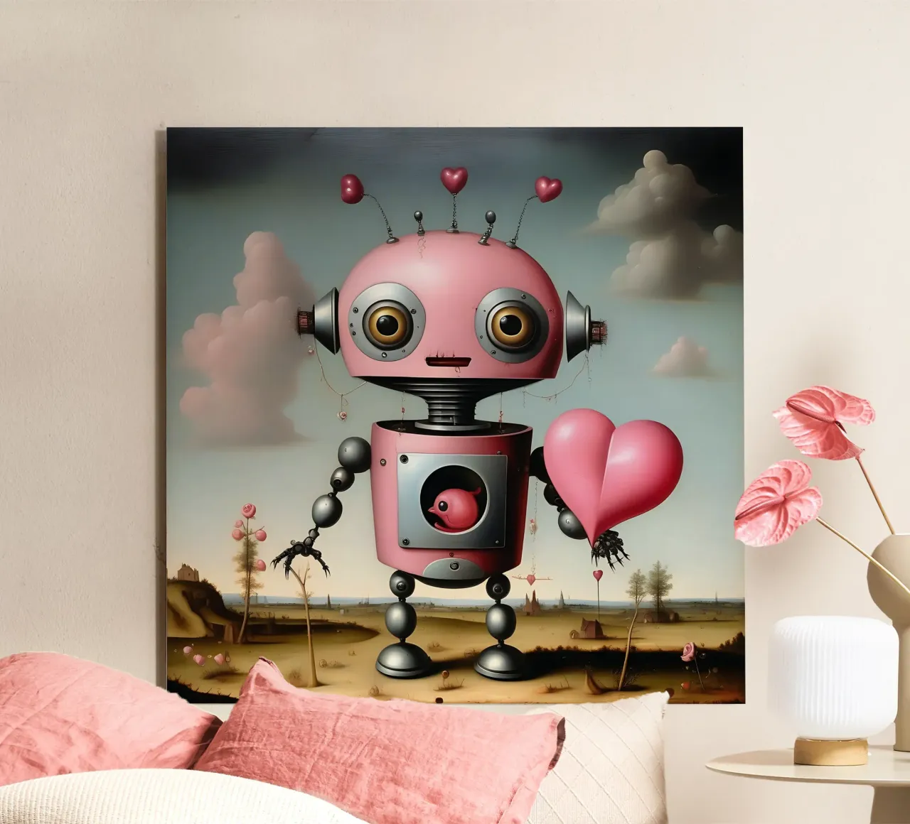 Robot con un cuore_17 alluminio dibond da Pink- und LoveArt by LK