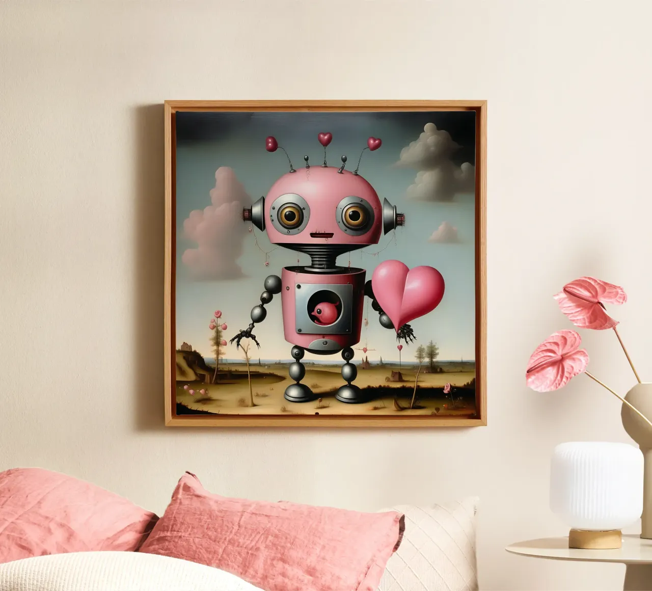 Robots with a heart_17 canvas by Pink- und LoveArt by LK