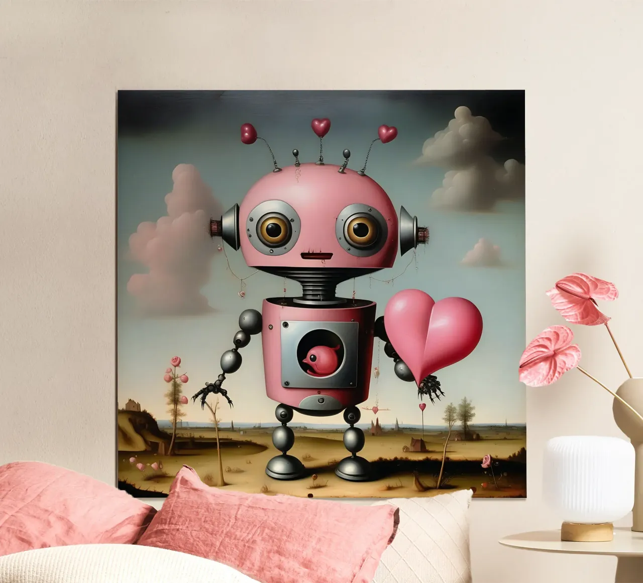 Robot con un cuore_17 carta hahnemühle da Pink- und LoveArt by LK