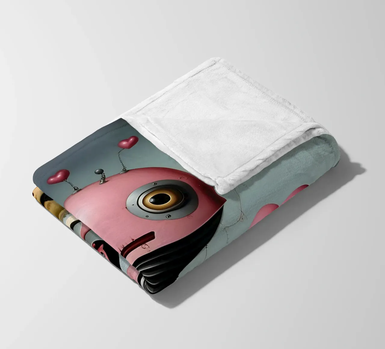 Robot con un cuore_17 coperta in pile da Pink- und LoveArt by LK