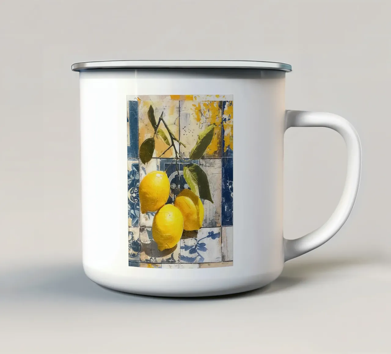 Three bright yellow lemons tazza in smalto da LisaArtes