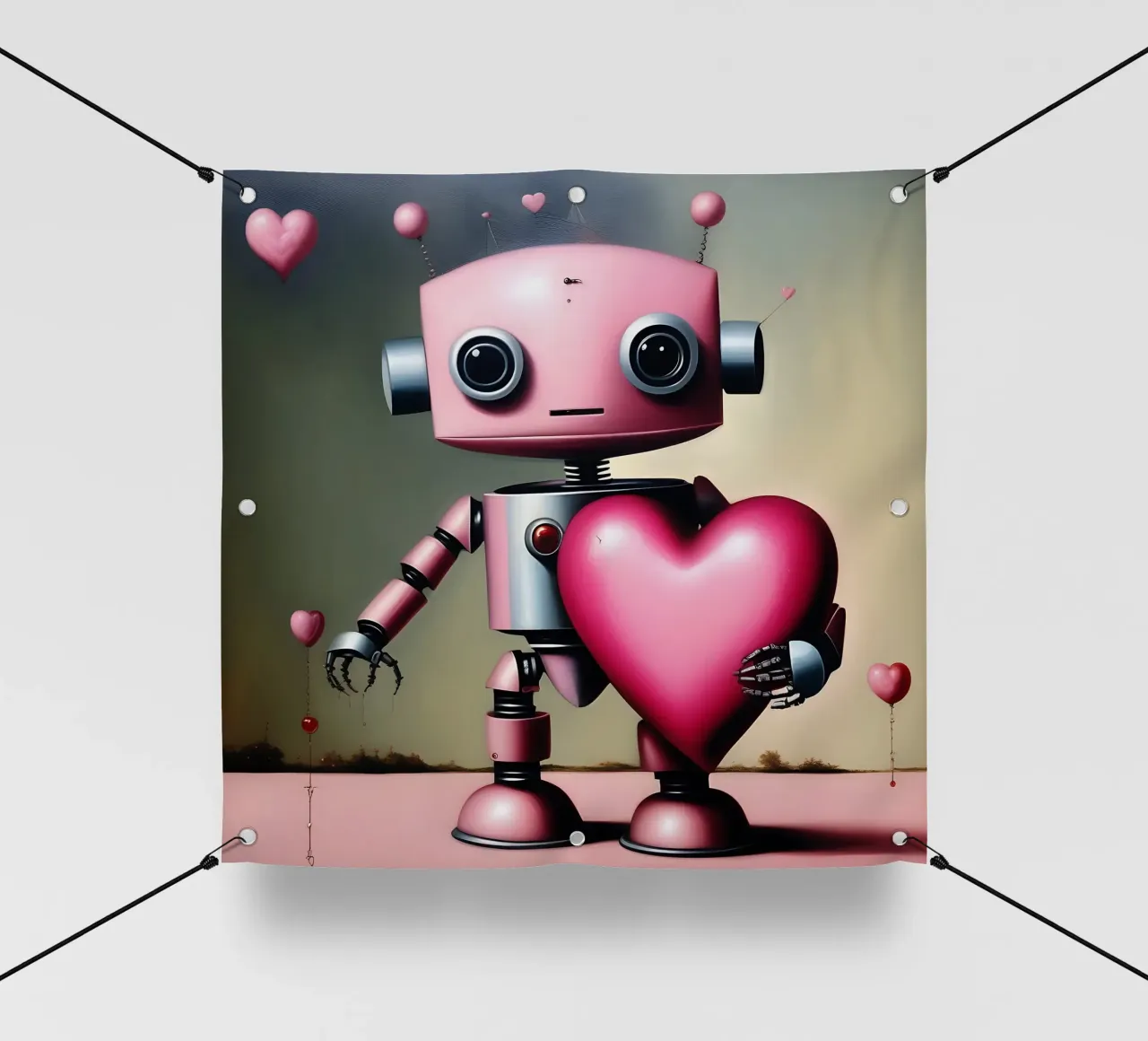 Robot con un cuore_18 telo in pvc da Pink- und LoveArt by LK