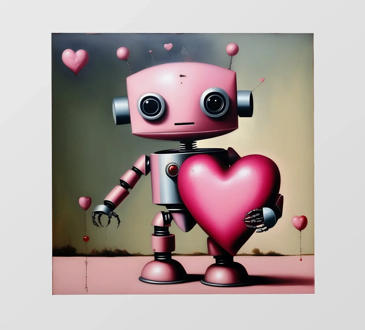 Robot con un cuore_18 telo in pvc da Pink- und LoveArt by LK