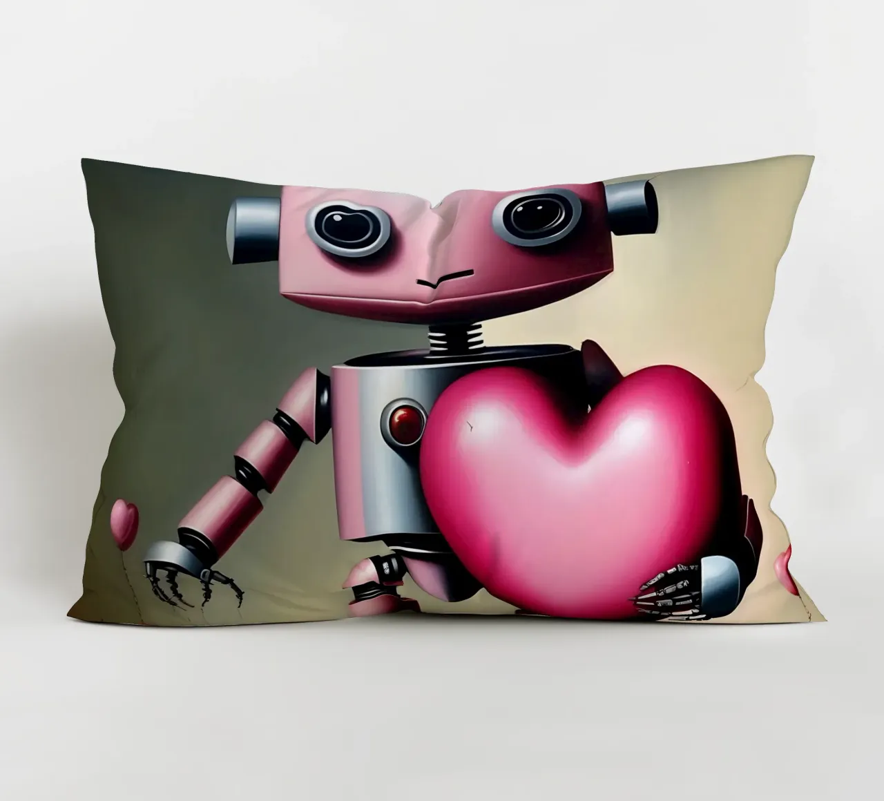 Robot con un cuore_18 cuscino da Pink- und LoveArt by LK