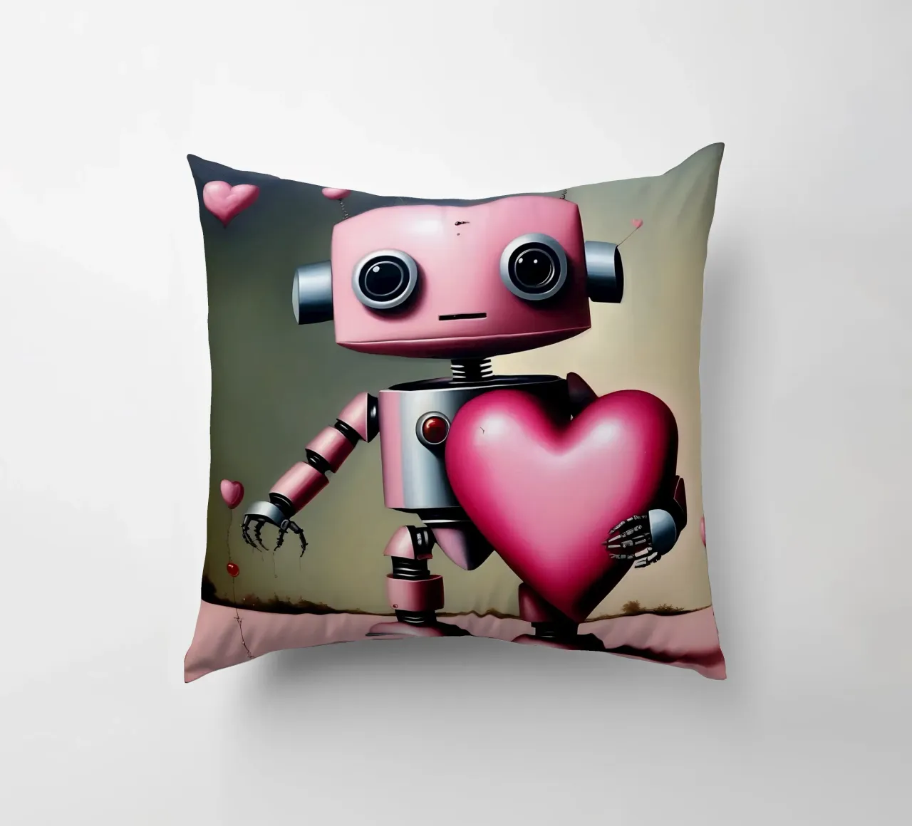 Robot con un cuore_18 cuscino da Pink- und LoveArt by LK