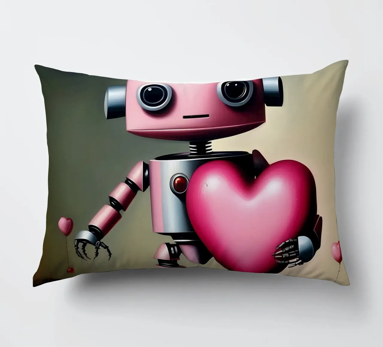 Robot con un cuore_18 cuscino da Pink- und LoveArt by LK