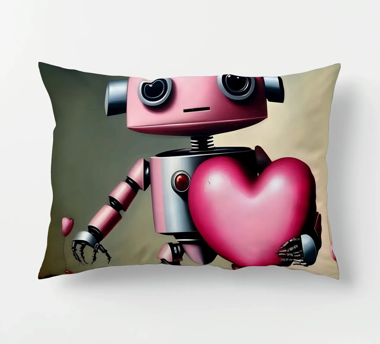Robot con un cuore_18 cuscino da Pink- und LoveArt by LK