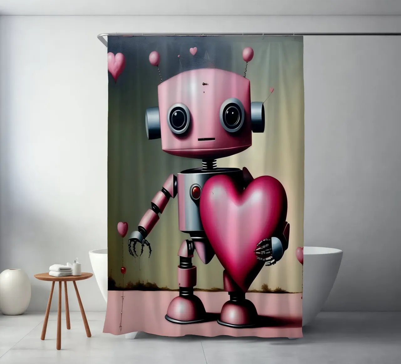 Robot con un cuore_18 tenda da doccia da Pink- und LoveArt by LK