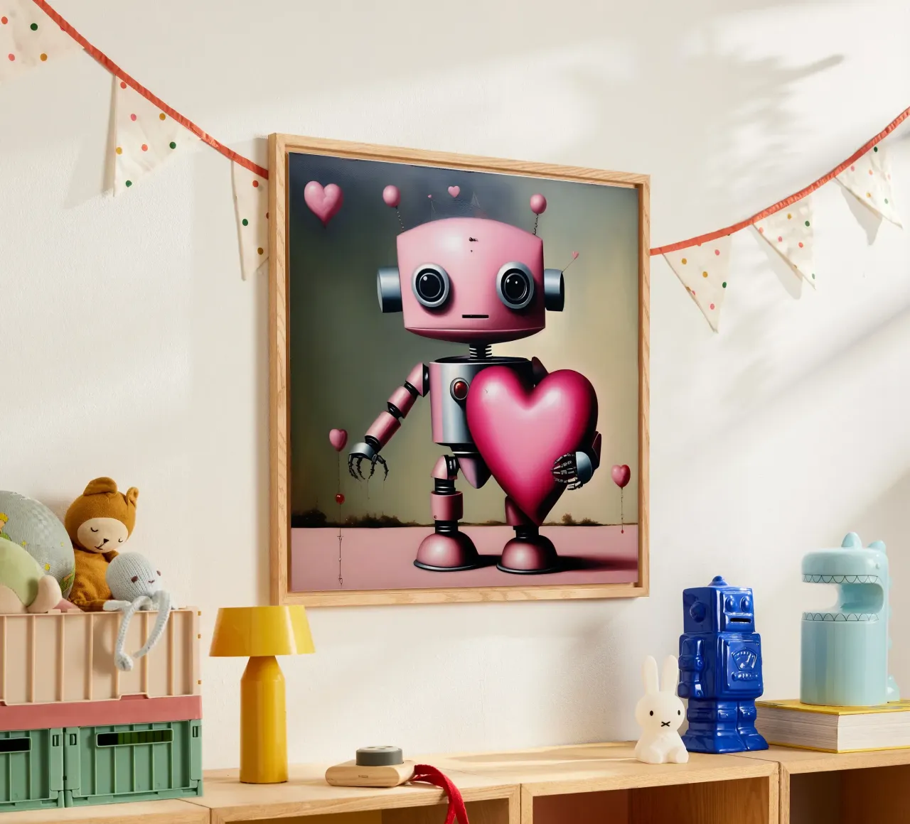 Robot con un cuore_18 plexiglass da Pink- und LoveArt by LK