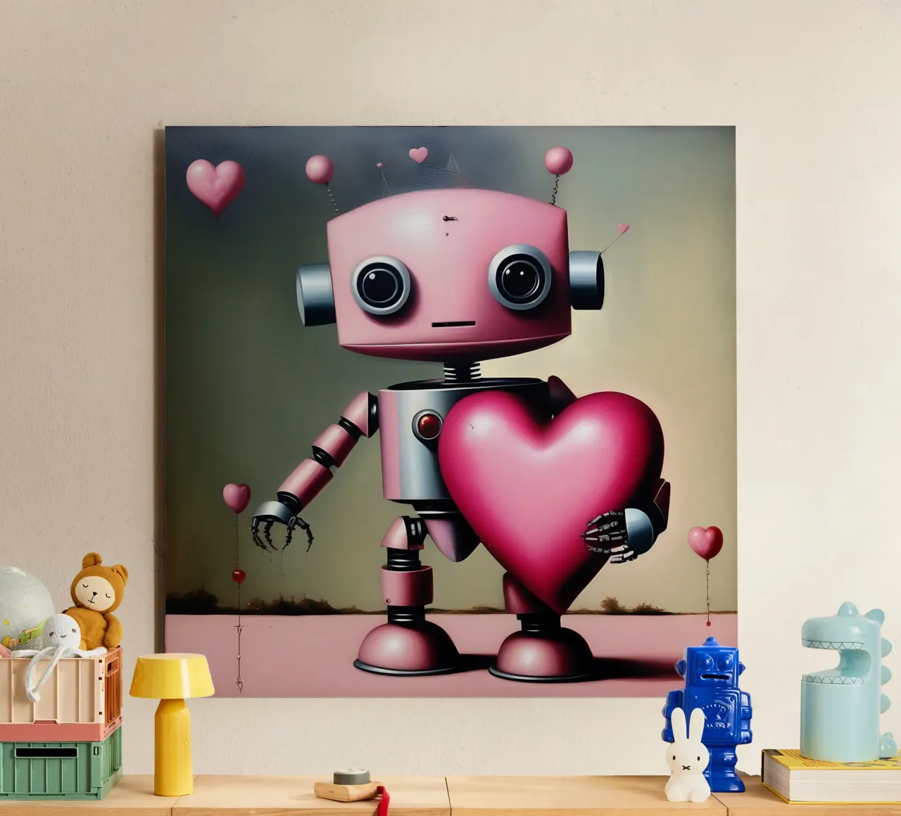 Robot con un cuore_18 pannello forex da Pink- und LoveArt by LK