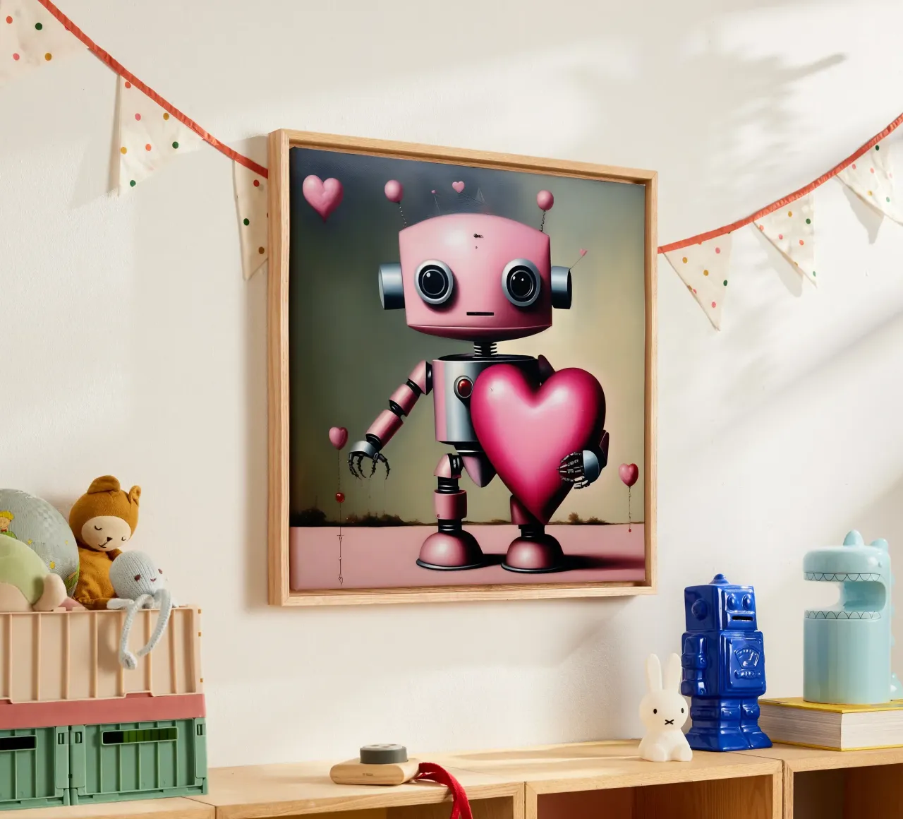 Roboter mit Herz_18 Leinwand von Pink- und LoveArt by LK