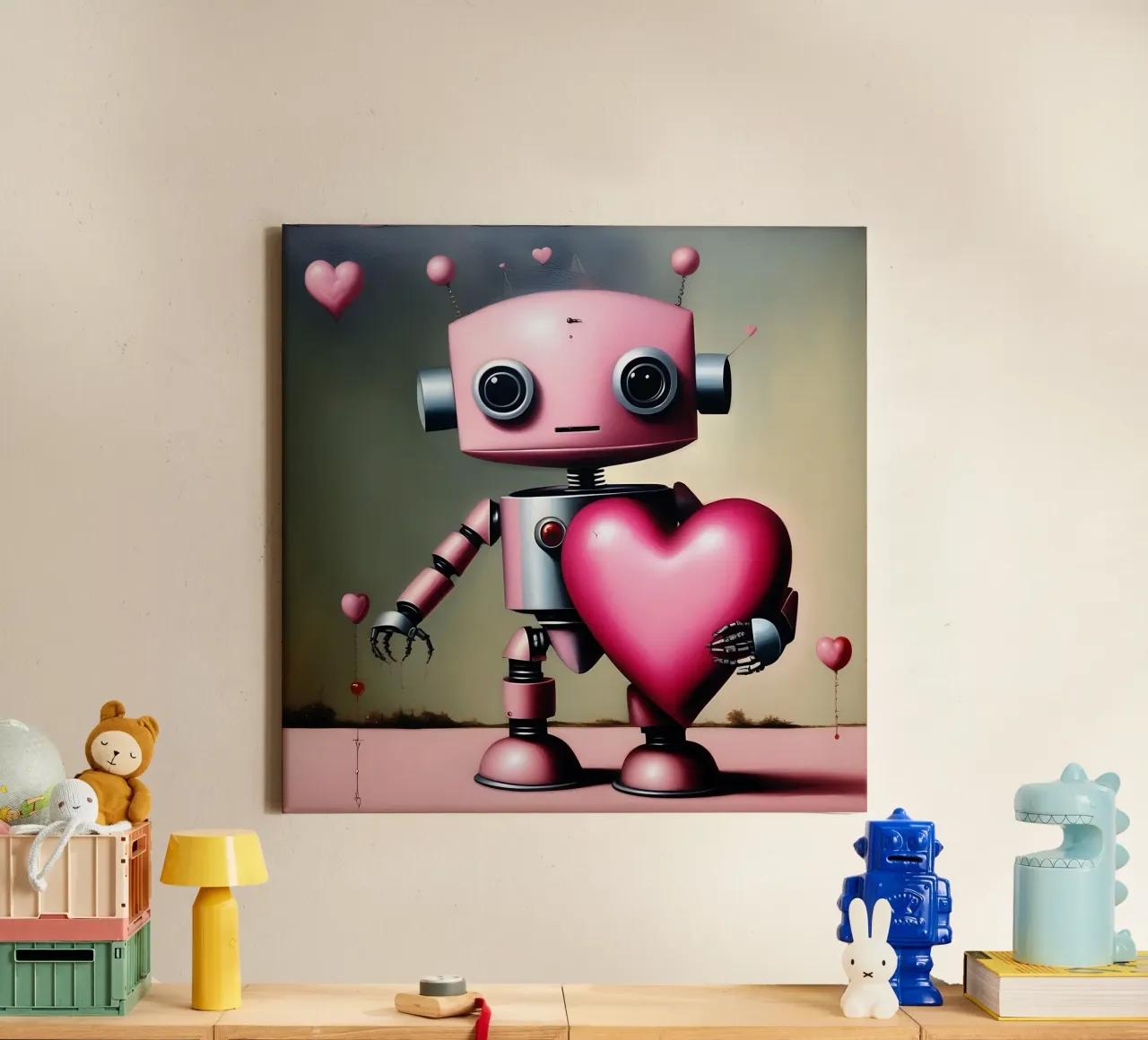 Robot con un cuore_18 tela da Pink- und LoveArt by LK