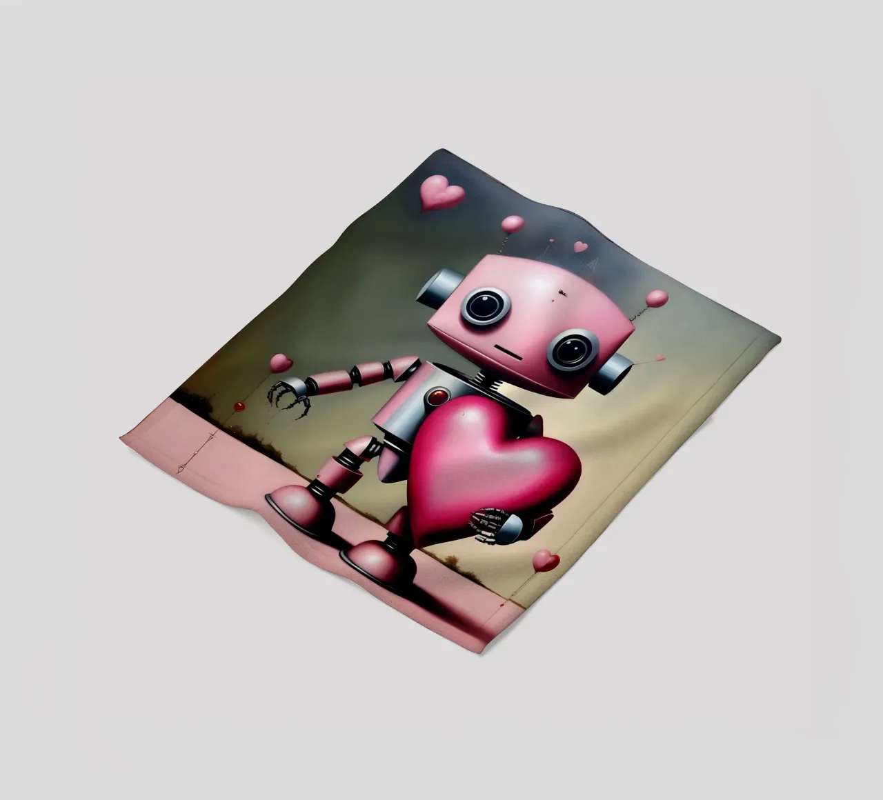 Robot con un cuore_18 coperta in pile da Pink- und LoveArt by LK