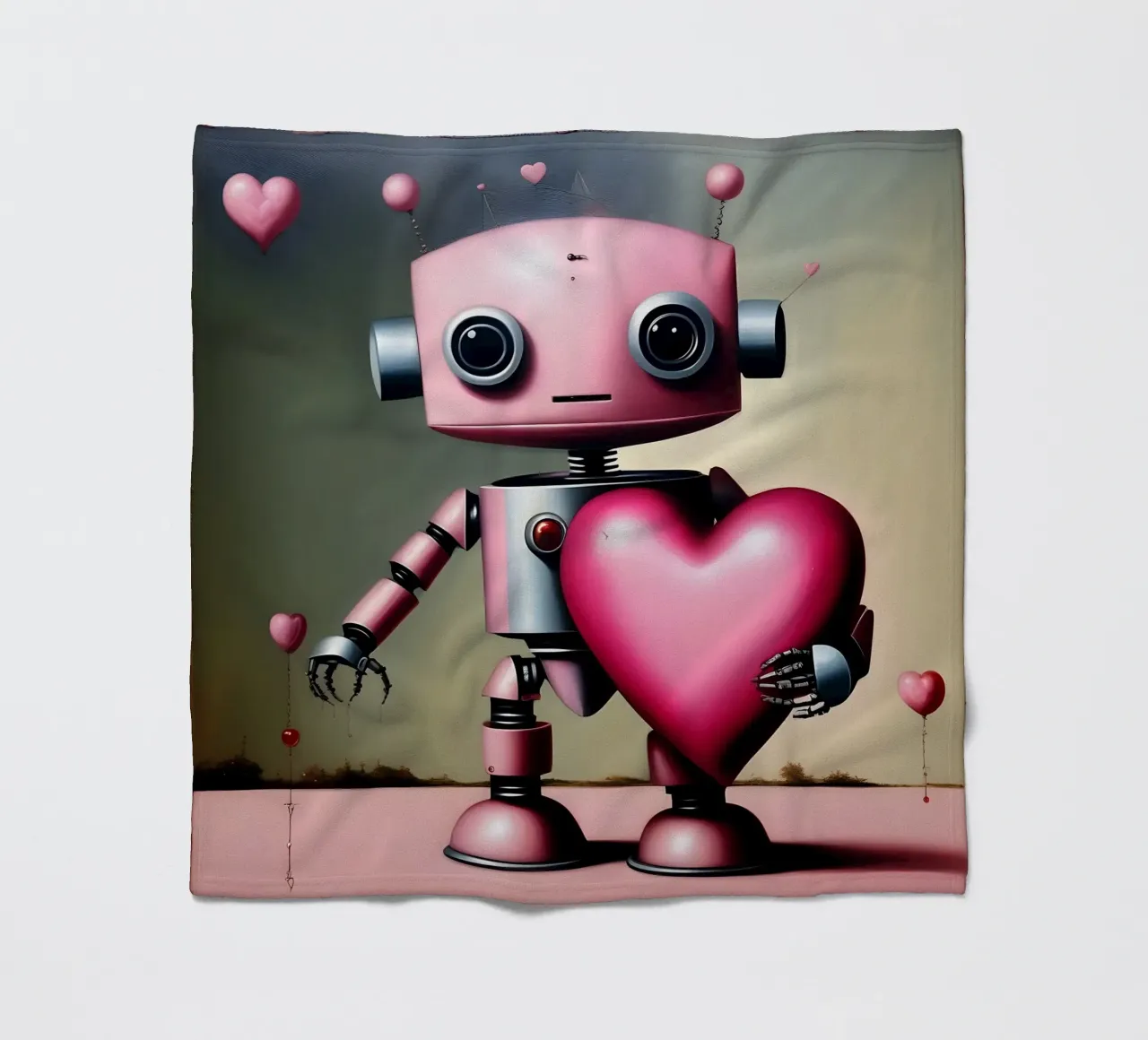 Robot con un cuore_18 coperta in pile da Pink- und LoveArt by LK