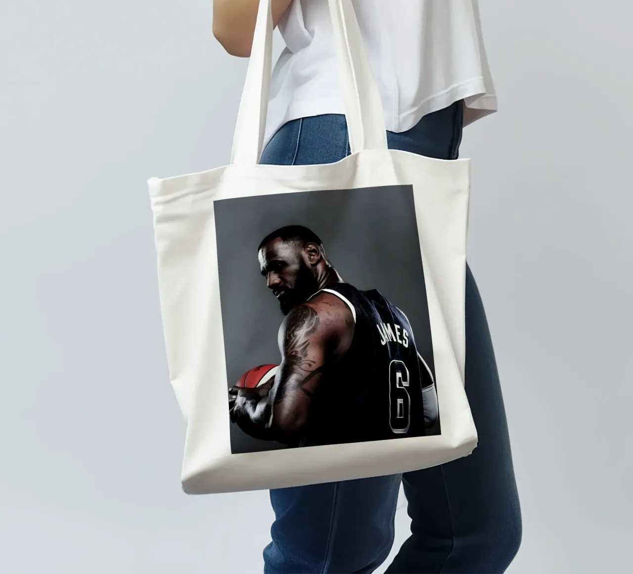 L. James borsa in juta da Low poly art