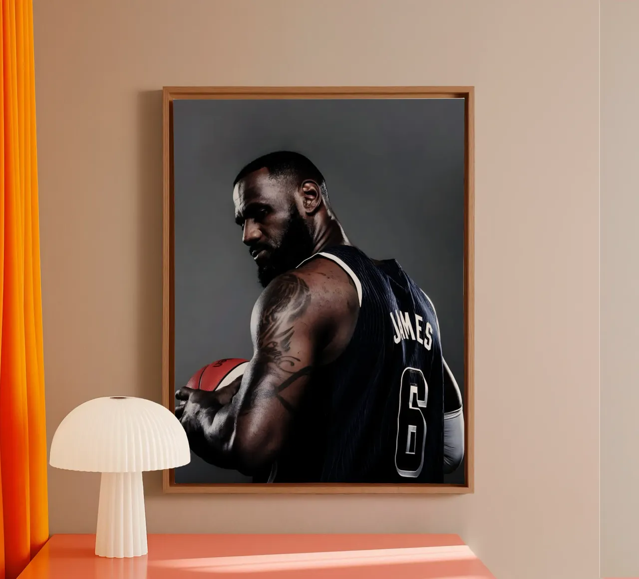 L. James tela con Cornice a cassetta da Low poly art