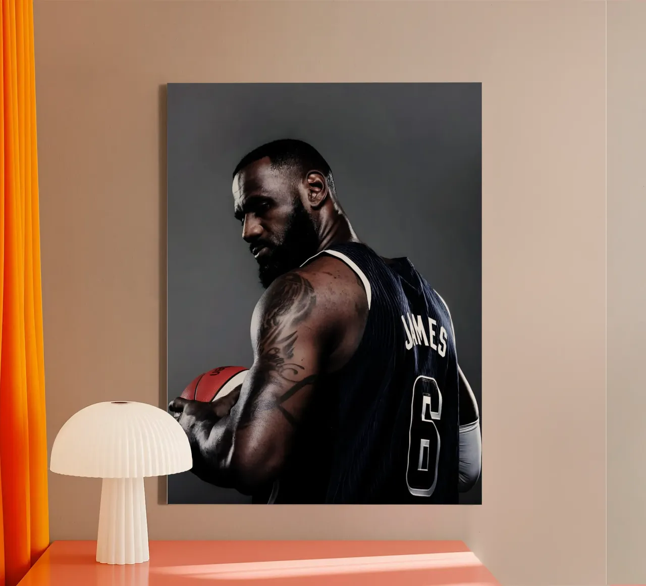 L. James tela con Cornice a cassetta da Low poly art