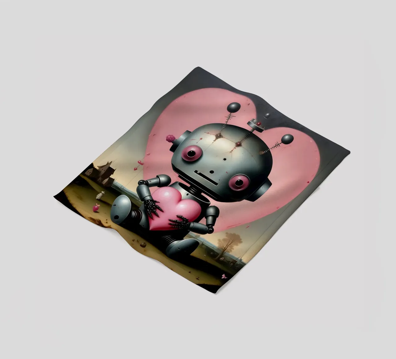 Robot con un cuore_19 coperta in pile da Pink- und LoveArt by LK