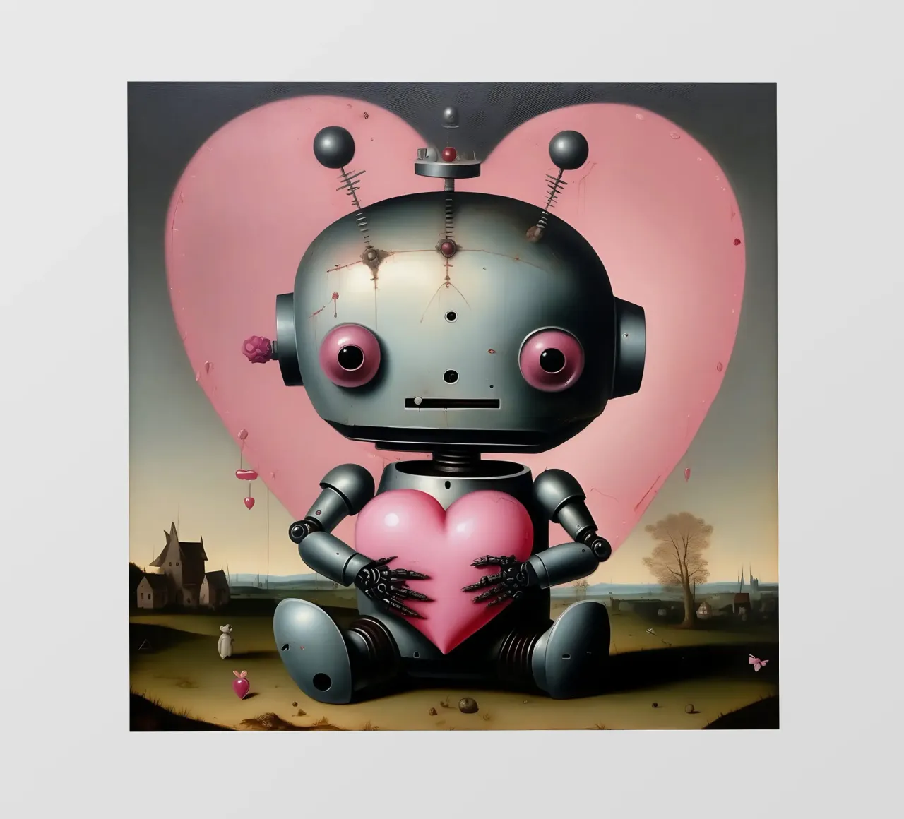 Robot con un cuore_19 telo in pvc da Pink- und LoveArt by LK