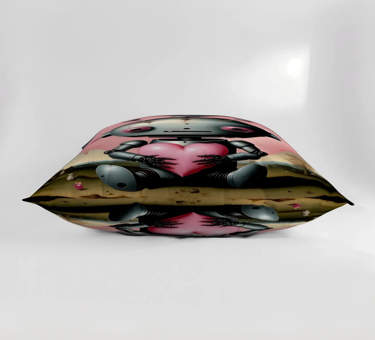 Robot con un cuore_19 cuscino da Pink- und LoveArt by LK