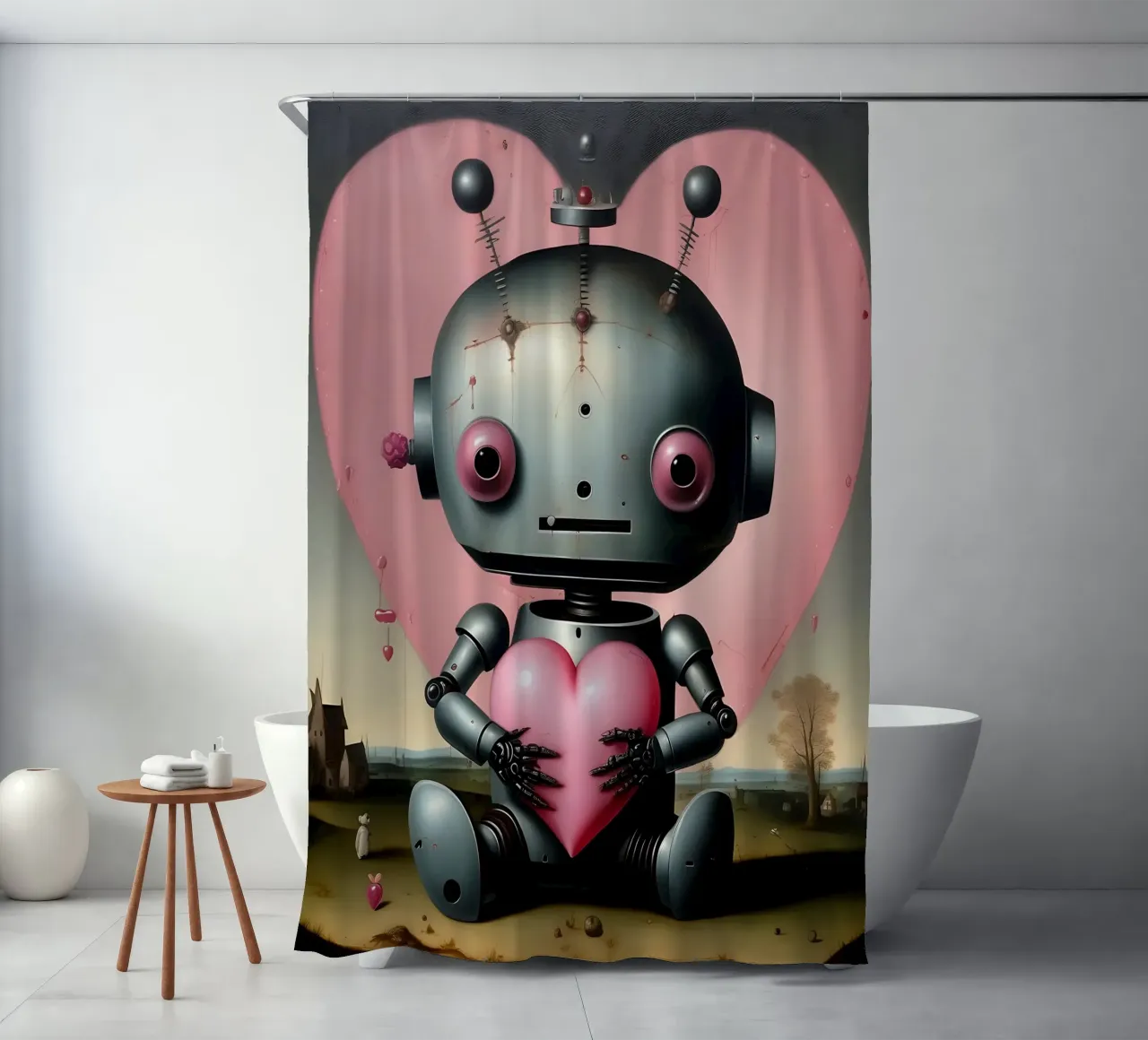 Robot con un cuore_19 tenda da doccia da Pink- und LoveArt by LK