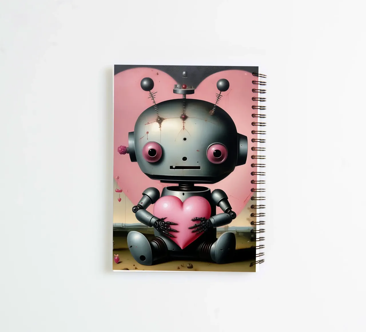 Robots with a heart_19 spiral notebook by Pink- und LoveArt by LK