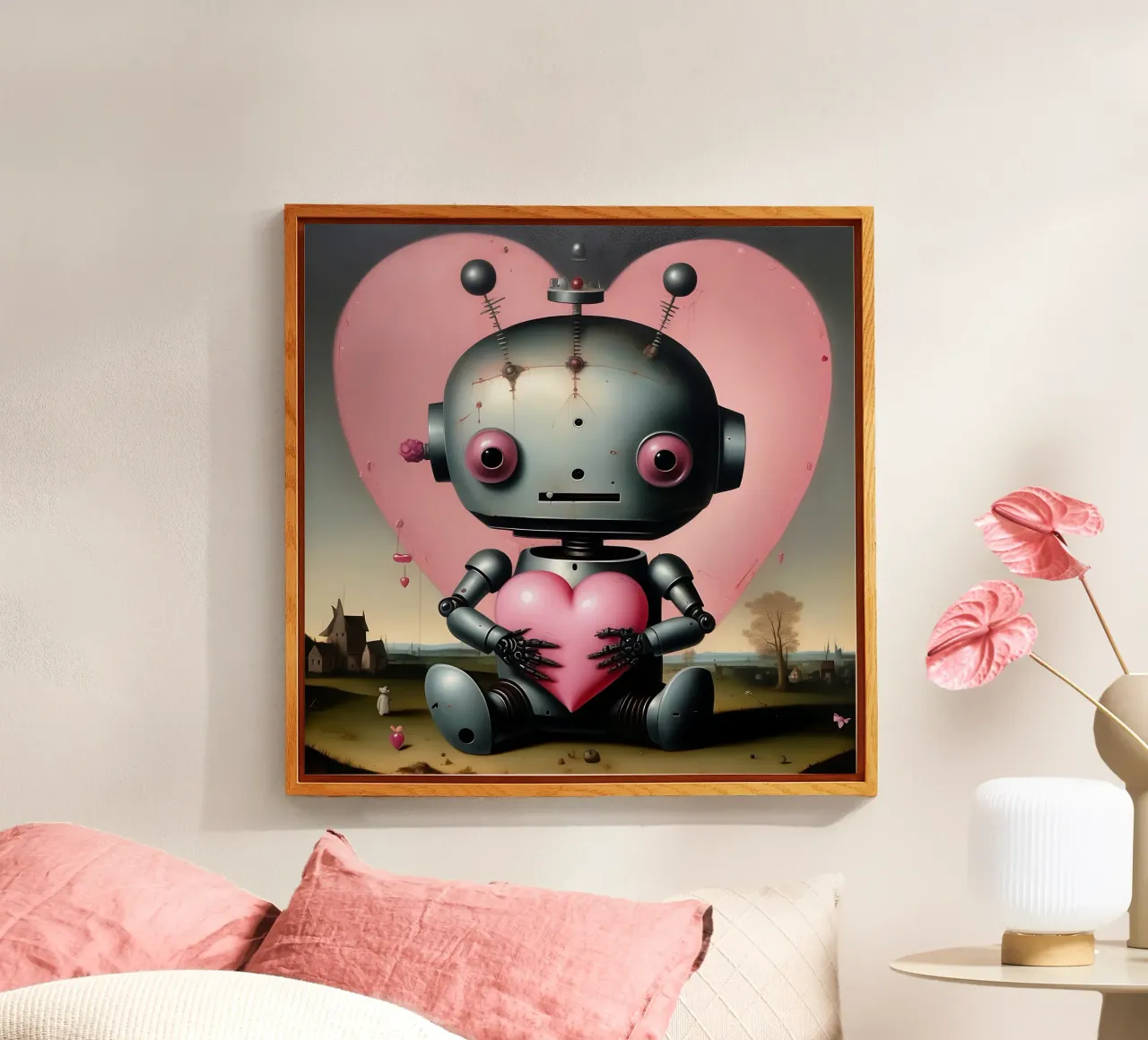 Robot con un cuore_19 plexiglass da Pink- und LoveArt by LK