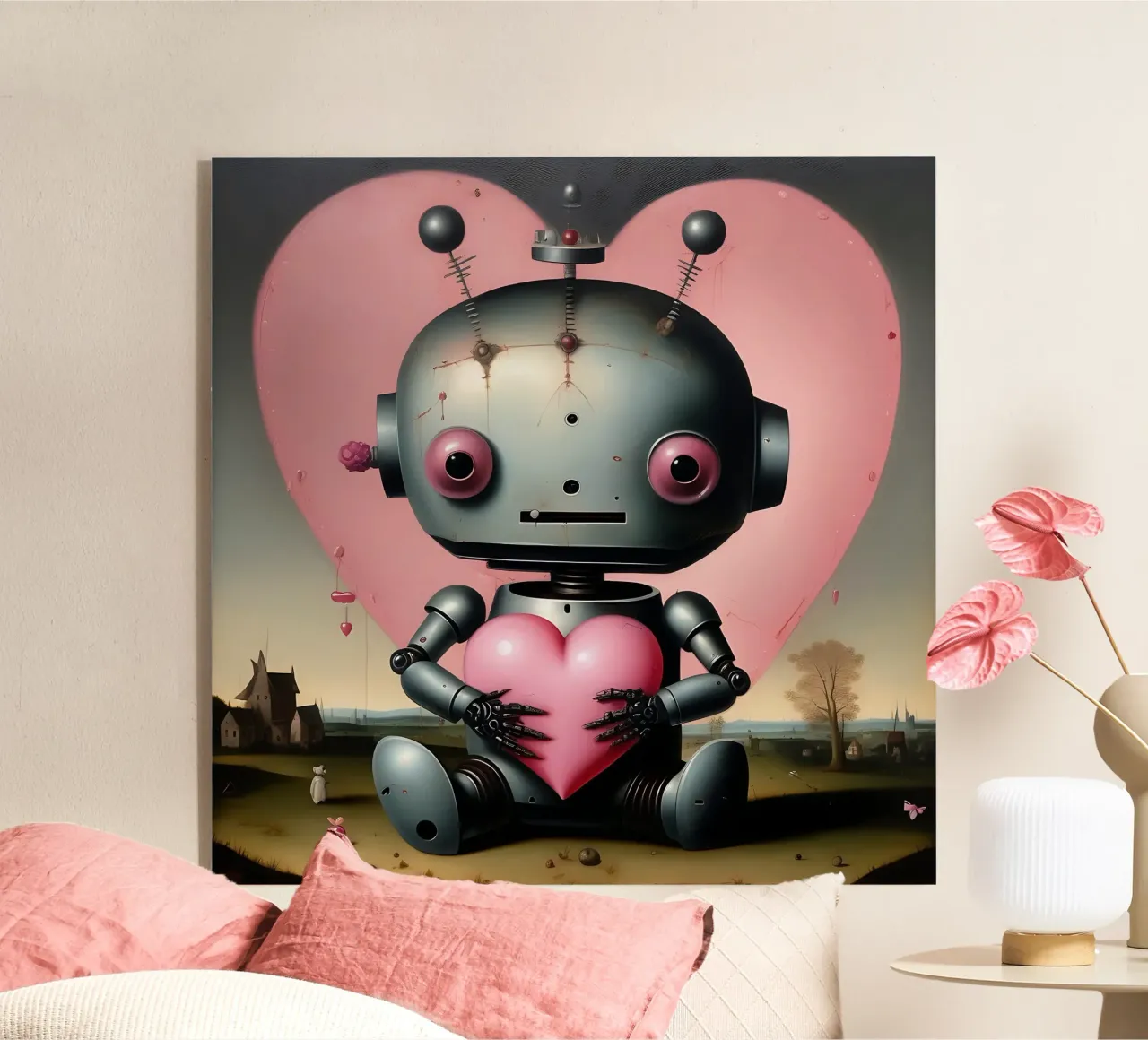 Robots met een hart_19 acryl van Pink- und LoveArt by LK