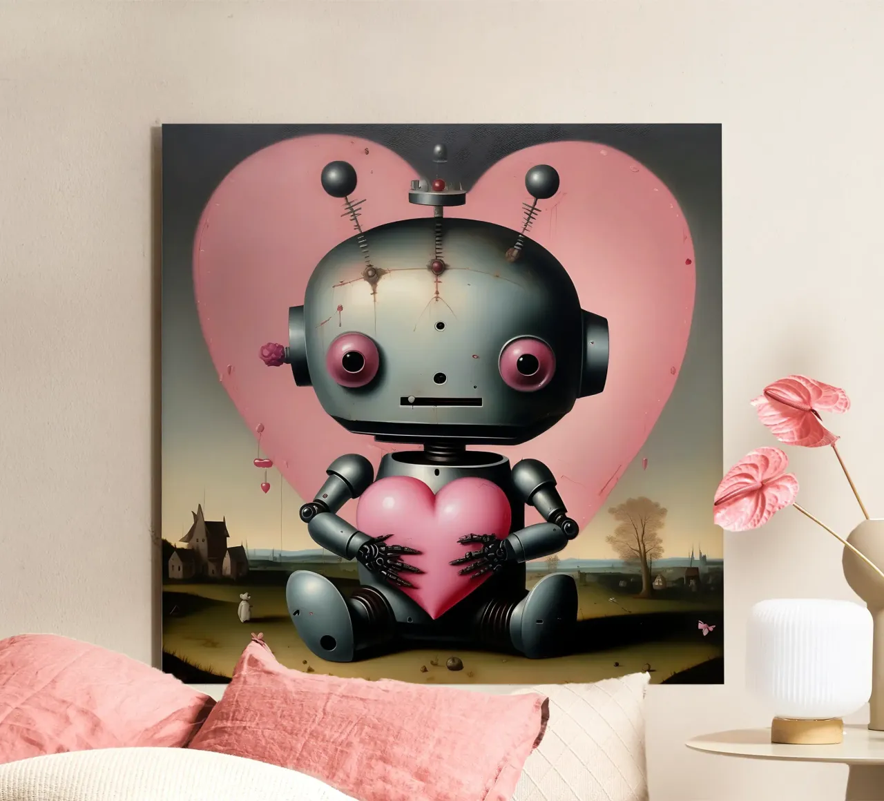 Robot con un cuore_19 alluminio dibond da Pink- und LoveArt by LK