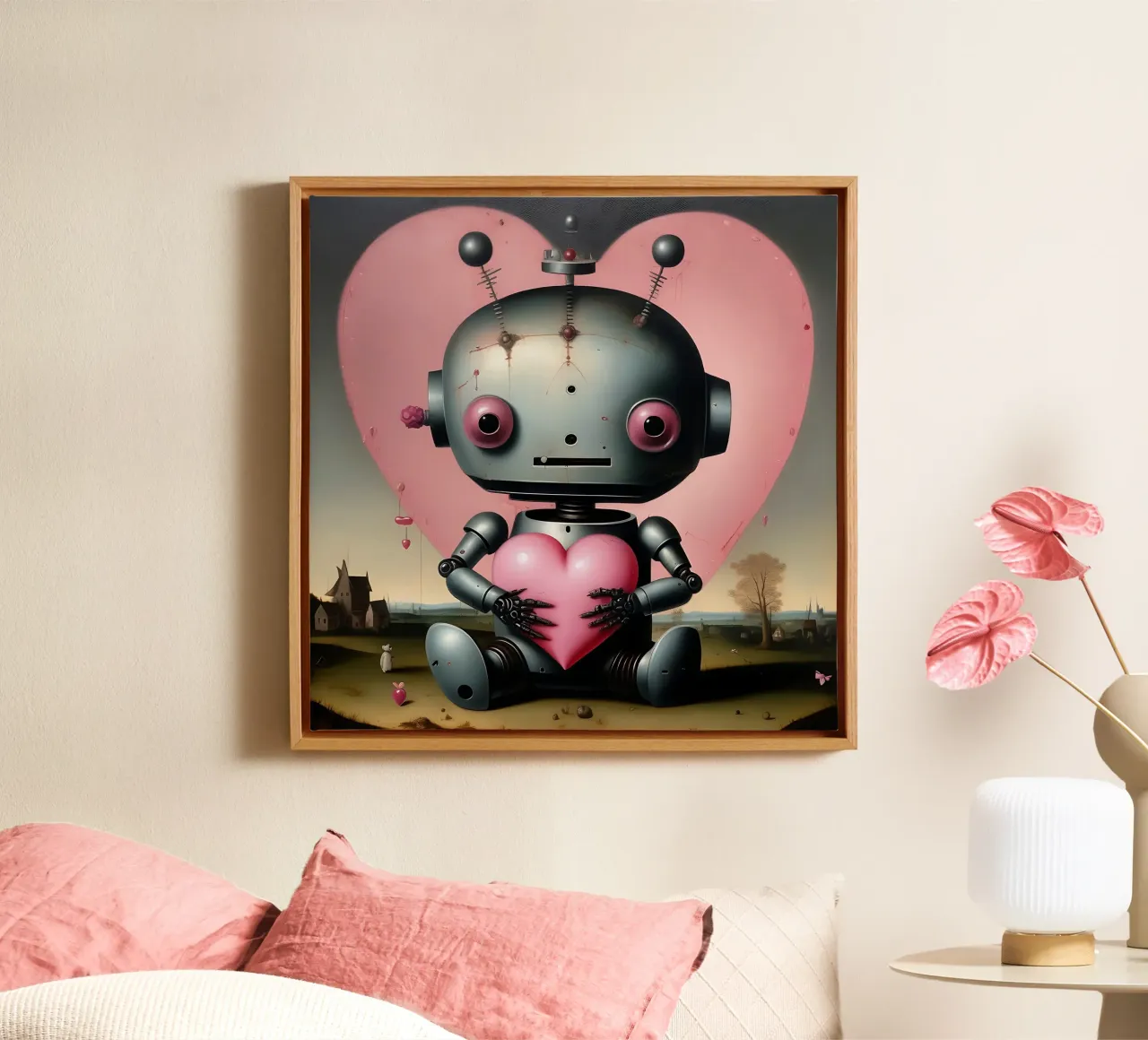 Robot con un cuore_19 tela da Pink- und LoveArt by LK