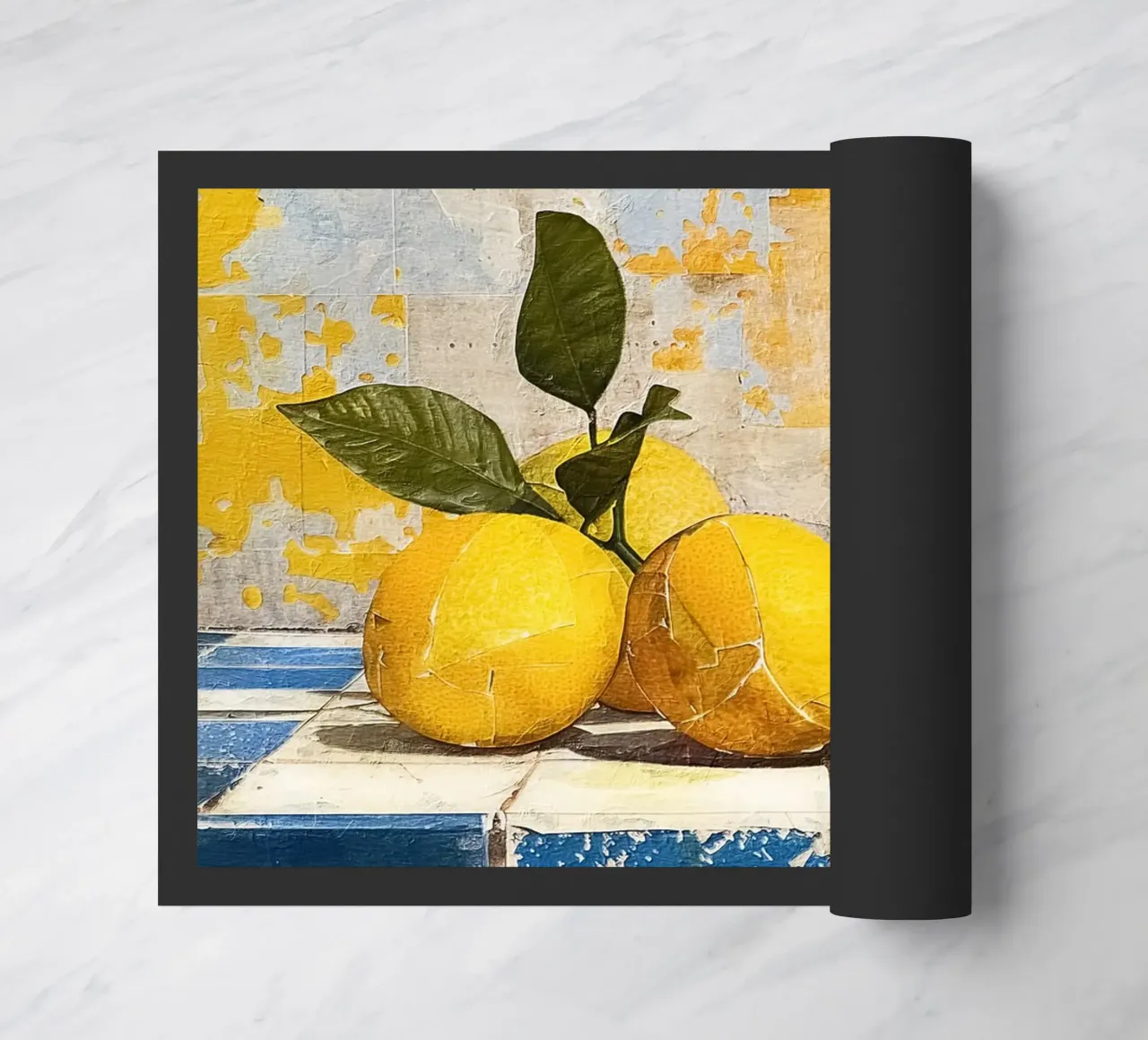 Bright lemons with green leaves zerbino da LisaArtes