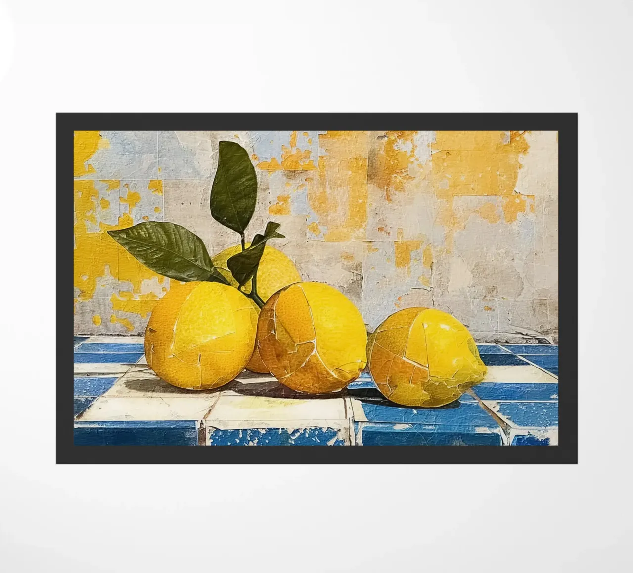 Bright lemons with green leaves zerbino da LisaArtes