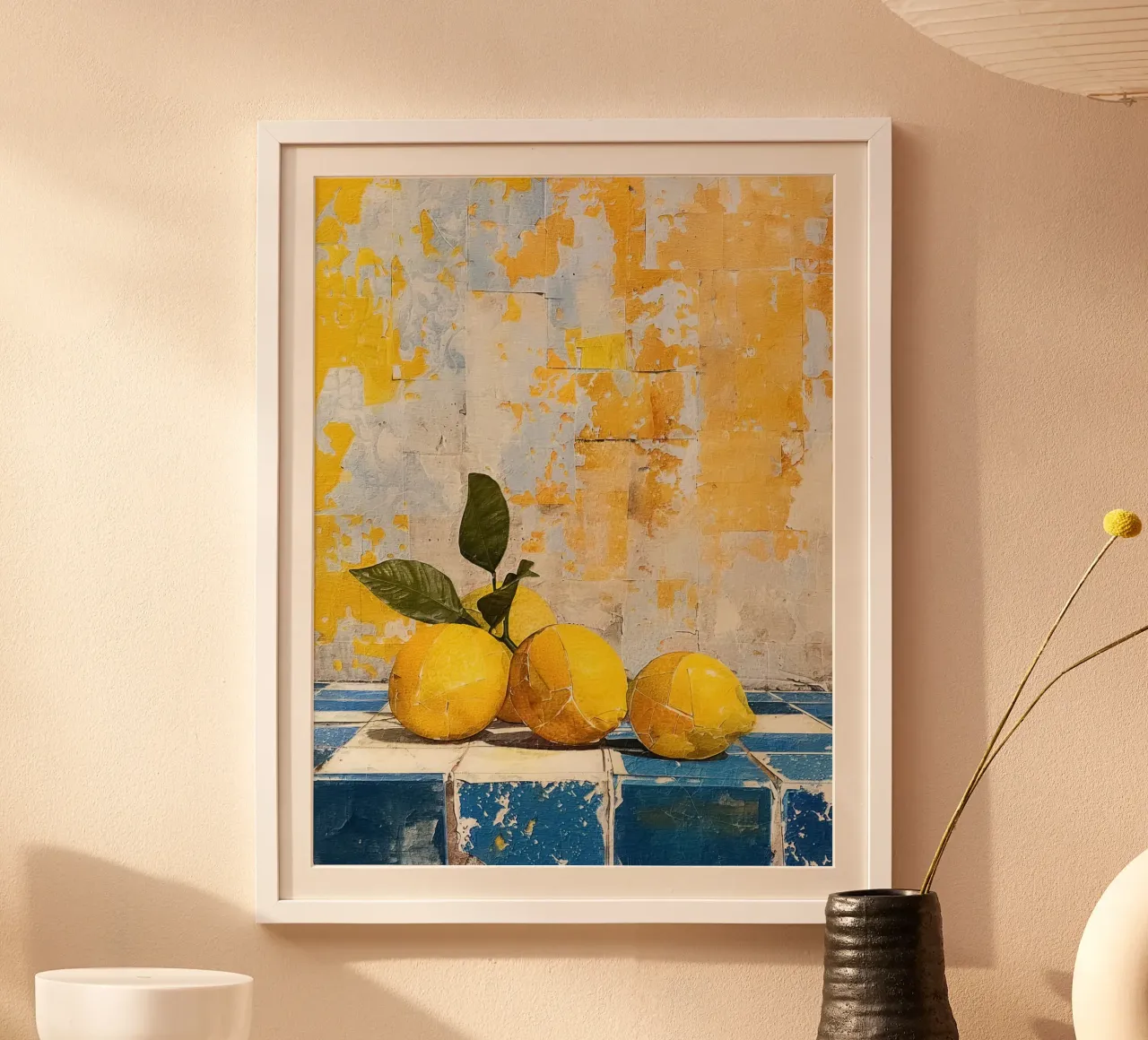 Bright lemons with green leaves Poster von LisaArtes
