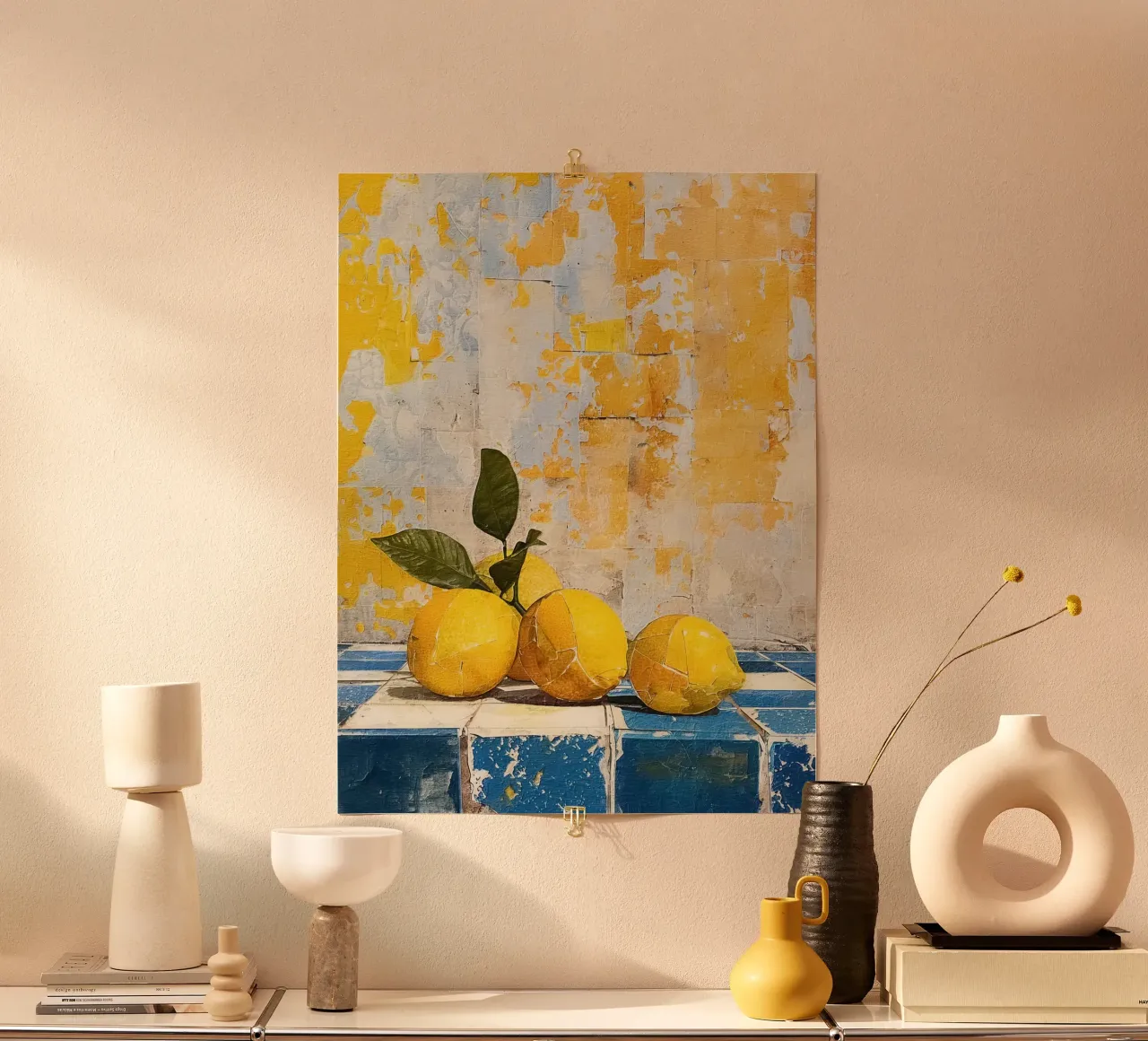 Bright lemons with green leaves Poster von LisaArtes