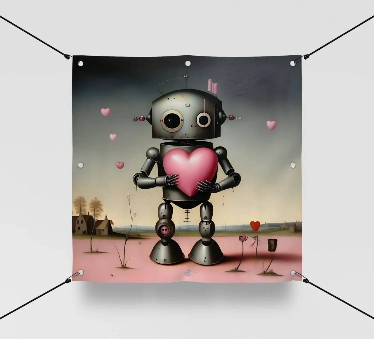Robot con un cuore_20 telo in pvc da Pink- und LoveArt by LK