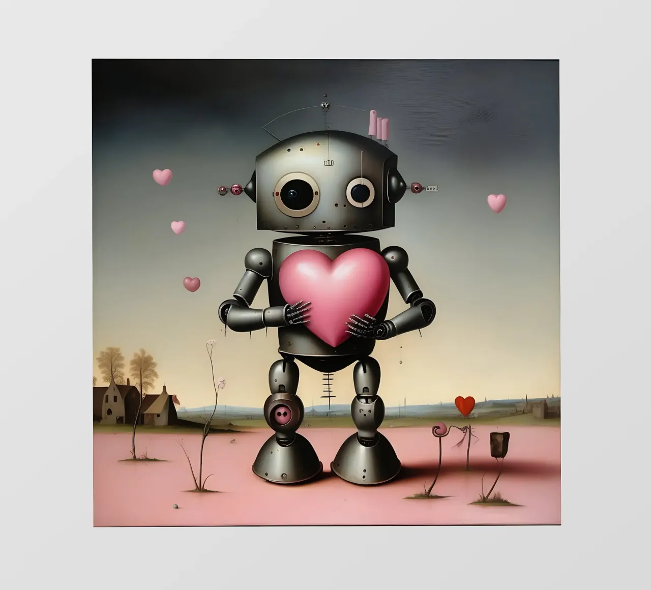 Robot con un cuore_20 telo in pvc da Pink- und LoveArt by LK