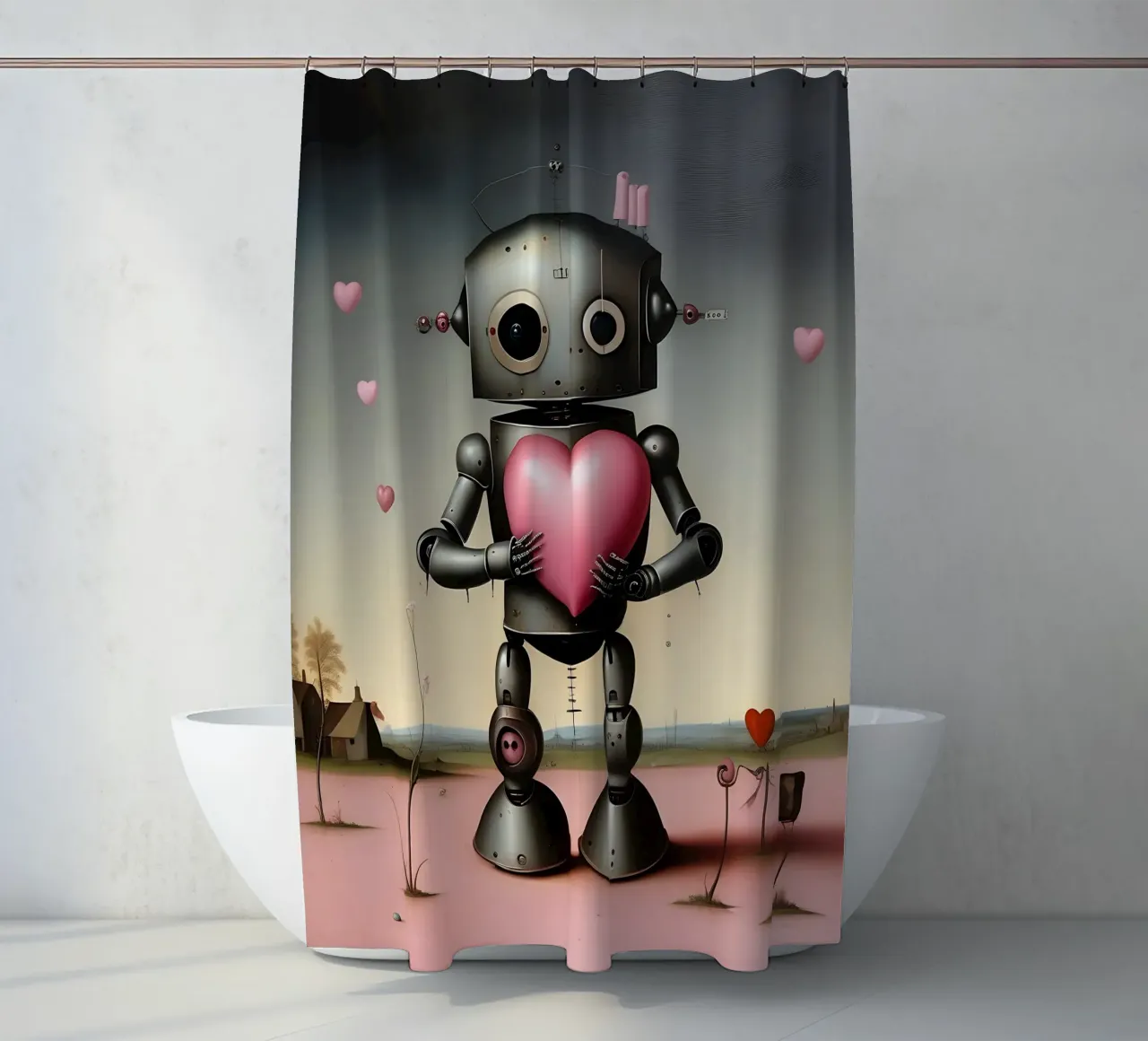 Robot con un cuore_20 tenda da doccia da Pink- und LoveArt by LK