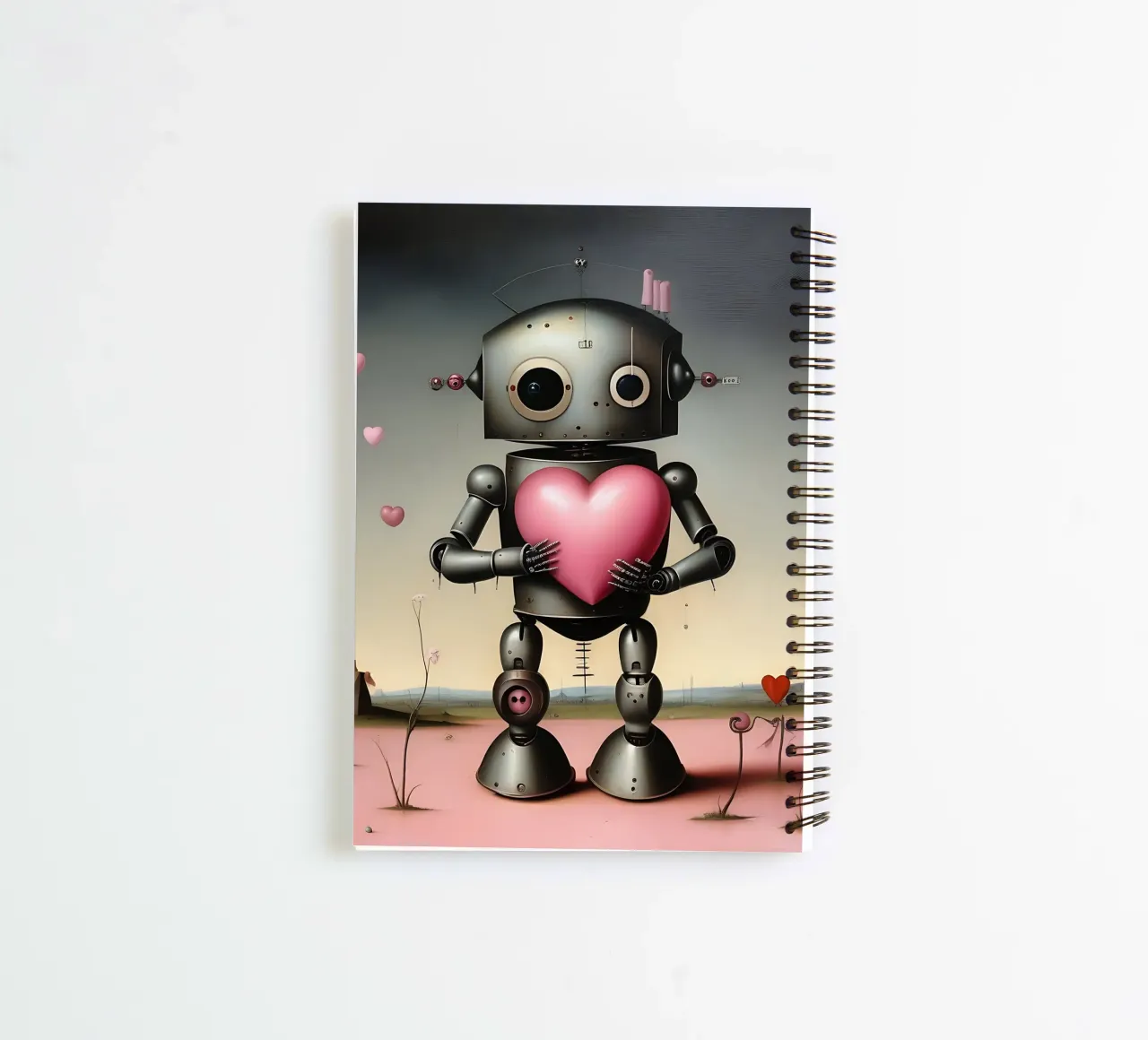 Robot with a heart_20 spiral notebook by Pink- und LoveArt by LK