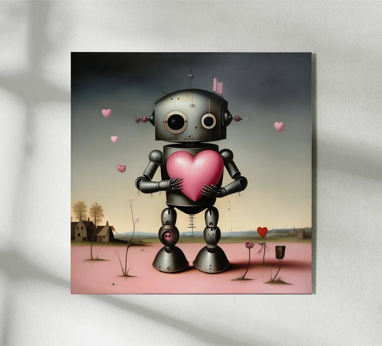 Robot met een hart_20 acryl van Pink- und LoveArt by LK