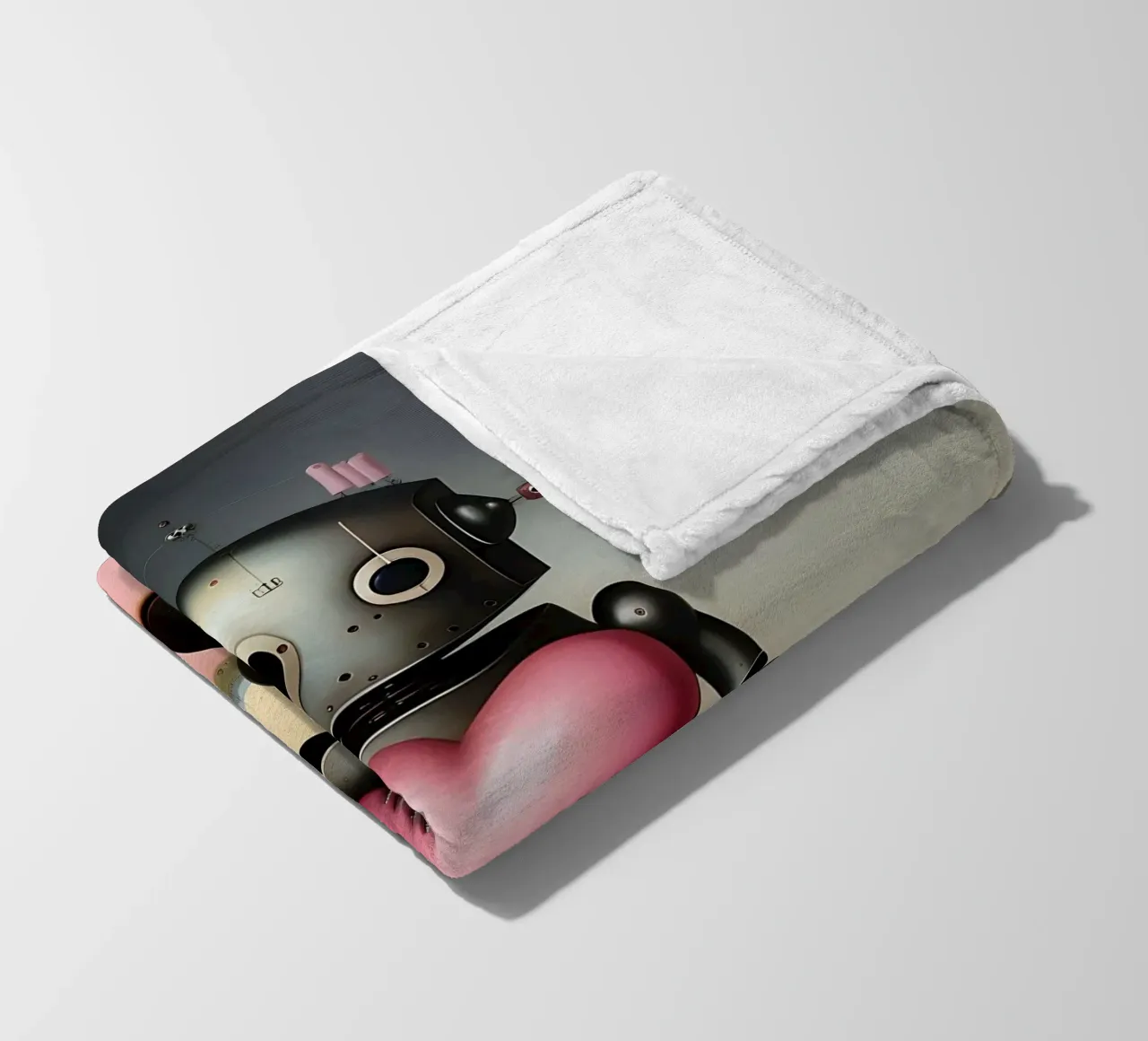 Roboter mit Herz_20 Fleecedecke von Pink- und LoveArt by LK